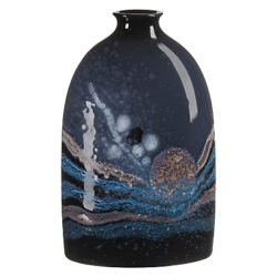 Poole Pottery Celestial Medium Oval Bottle Vase, H23cm, Grey/ Blue